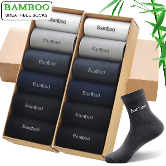 10Pairs Men Bamboo Cotton Casual Socks Comfortable Soft Breathable
