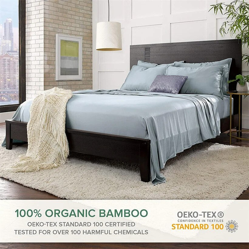 4/6PCS Bamboo Bed Sheet Set Luxury Eco Friendly Wrinkle Free Bedsheet Bedding Sets Soft Home Textiles